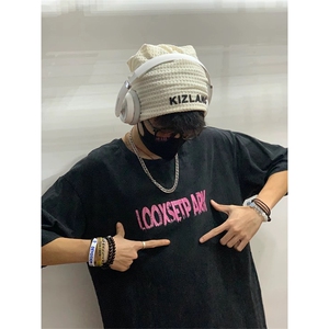 抖音得物供货 240克重磅现货宽松美式纯棉水洗做旧印花T恤ATSX03图片