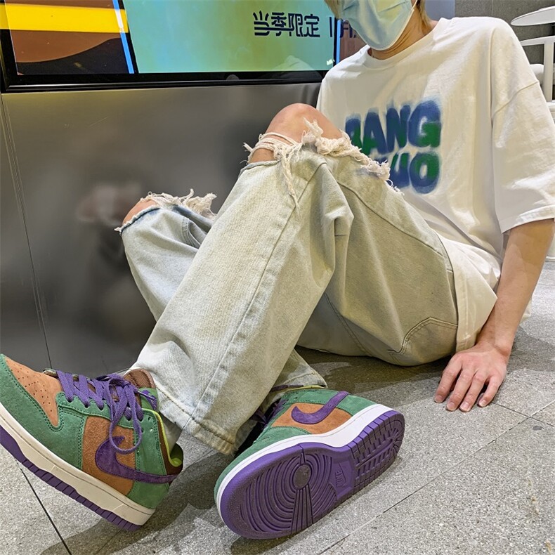 高街膝盖大破洞阔腿牛仔裤男2023年春夏乞丐老爹裤子N06003-P40,男装牛仔裤,星座308B-1