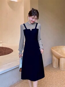 韩版修身淑女气质高雅百搭连衣裙,女装连衣裙,荷塘月色