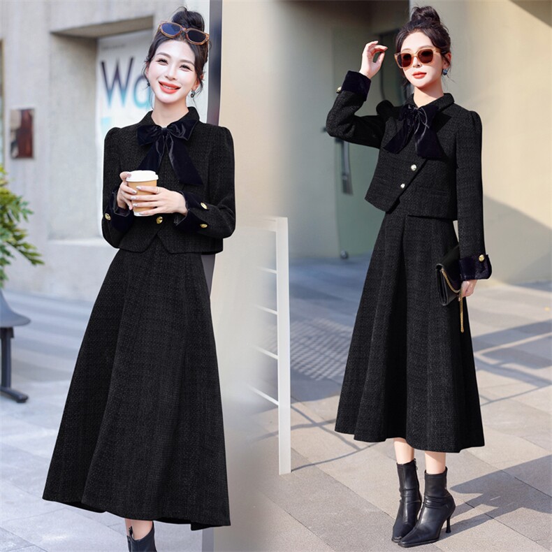 小香风秋冬羊毛呢气质高端两件套装敬酒服新娘回门服订婚礼服,女装套装/套裙,意芙