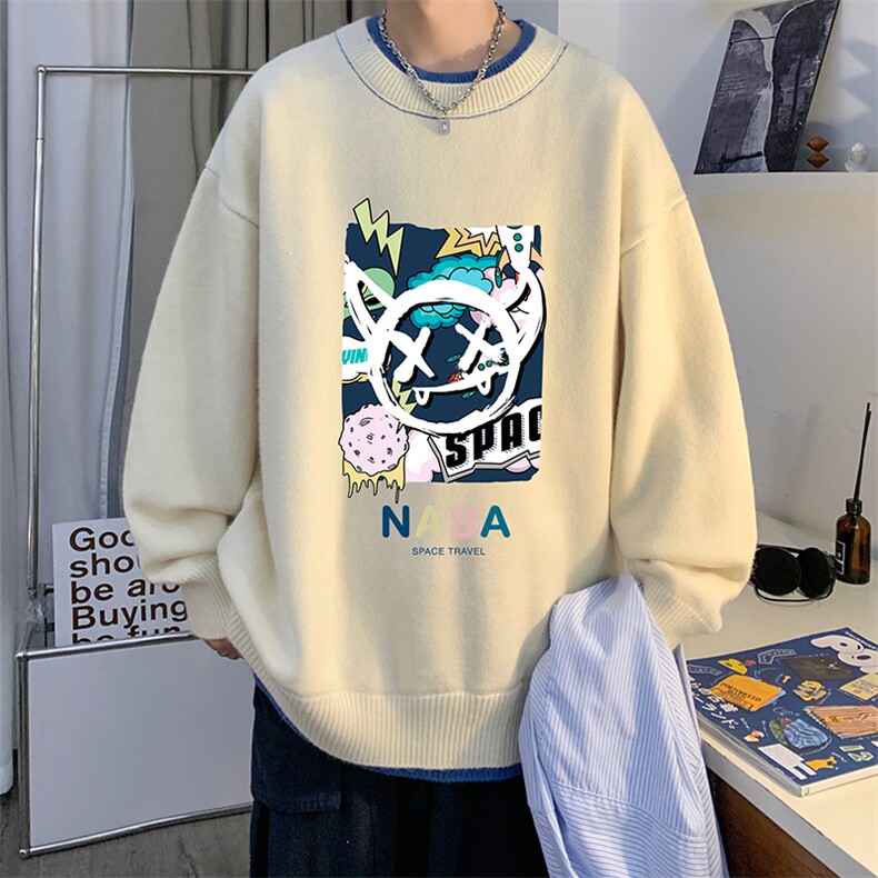 控78假两件毛衣男大码加绒针织衫男毛线衣M80275-P55加绒P70,男装针织衫/毛衣,电商A040
