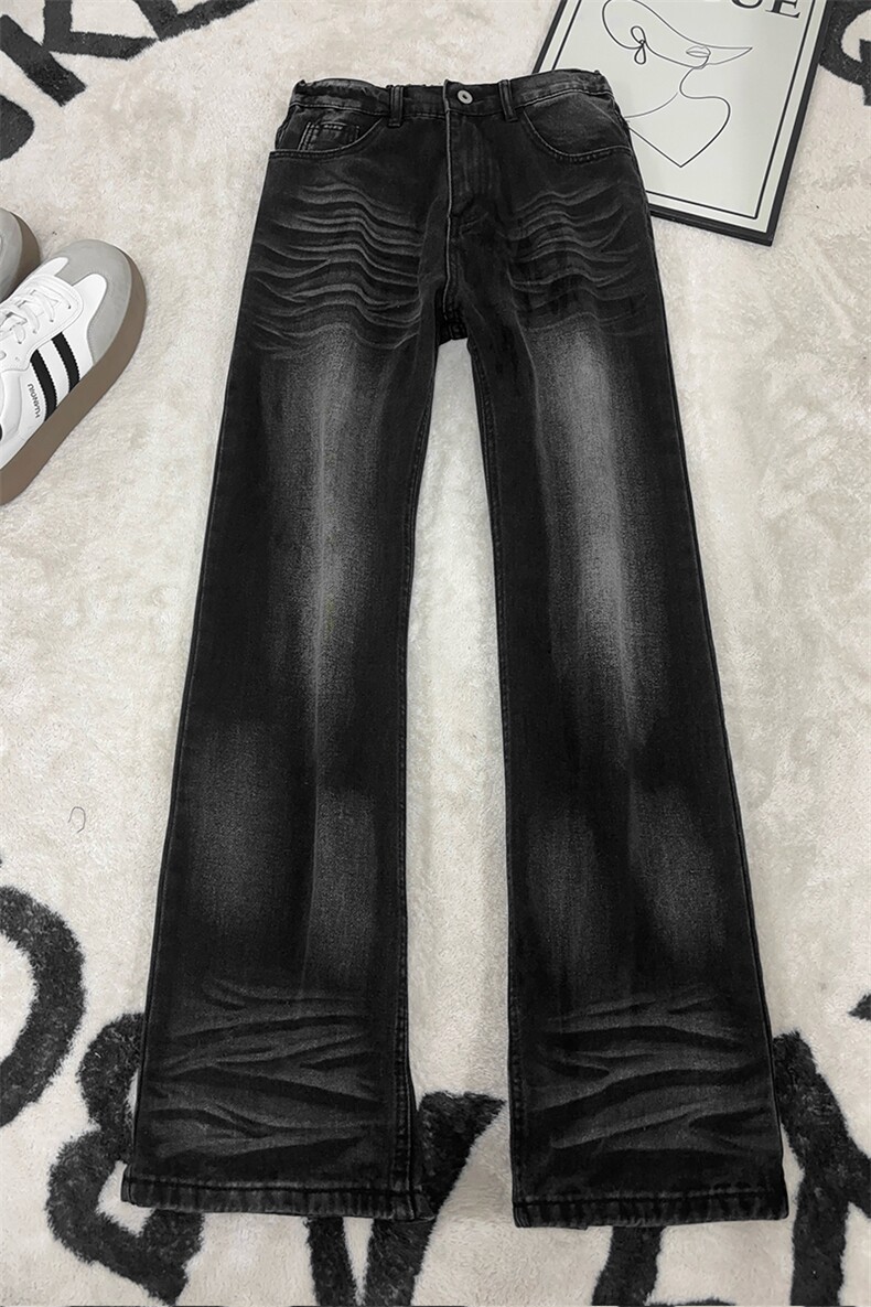 B221美式ins高街暗黑重工艺修身微喇牛仔裤LK26639-特P45控78,男装牛仔裤,电商B221