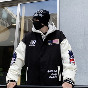 潮牌美式复古学院风棒球服棉服外套男秋冬情侣棉衣M033-P85图片