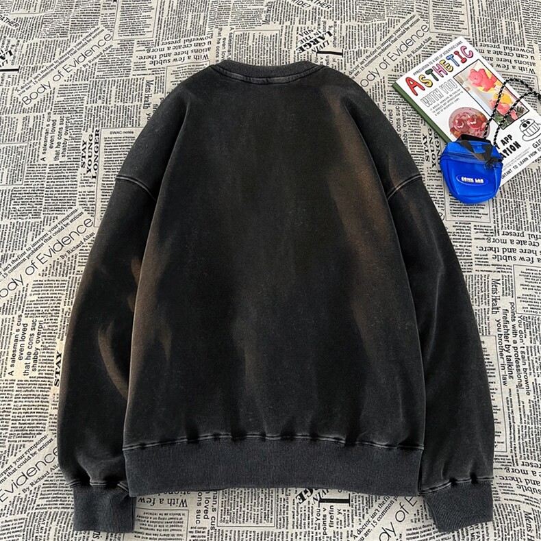 美式潮牌重磅水洗做旧圆领卫衣力推大码男XZ517A-BK15500-P58,男装卫衣,星座517A