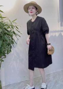 现货，新款纯色圆领不规则连衣裙，女装连衣裙，瑟拉·女人缘