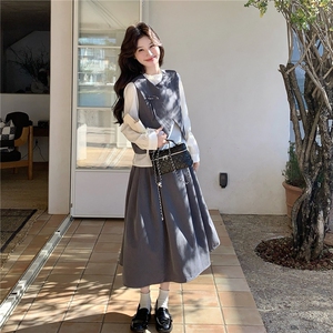 新款~衬衫+马甲+半裙休闲三件套套装裙2b237-6205-三件套p195k318图片
