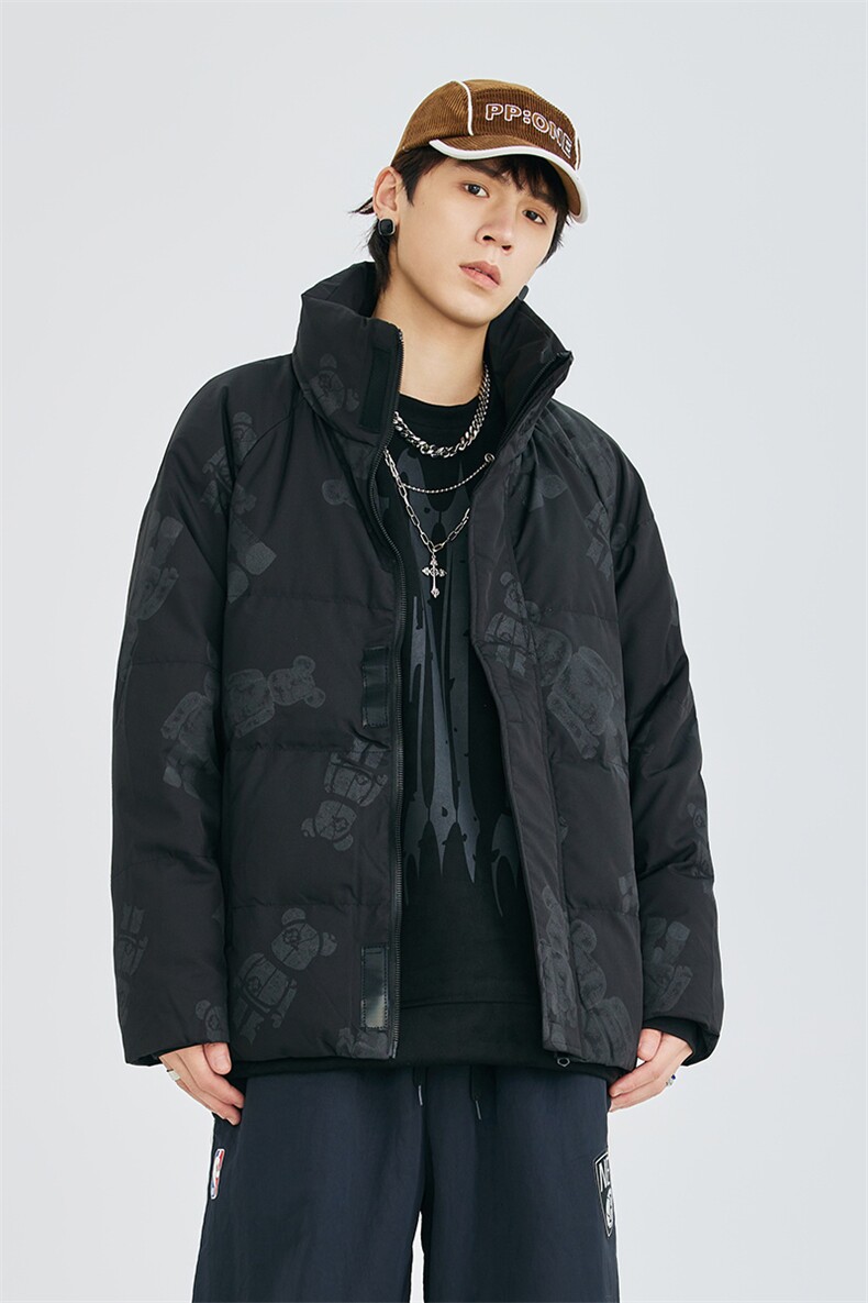 冬季立领宽松保暖羽绒外套潮牌小熊羽绒服A305-3711-P180控269,男装羽绒服,电商B306