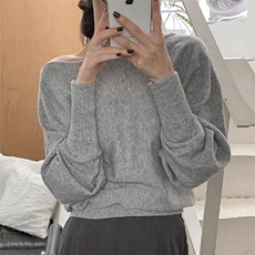 百搭简约时尚套头上衣收袖口，女装针织衫/毛衣，思途羊绒