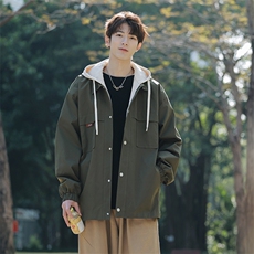 JK9968P85港风连帽假两件宽松百搭夹克外套，男装夹克，星座1204-3