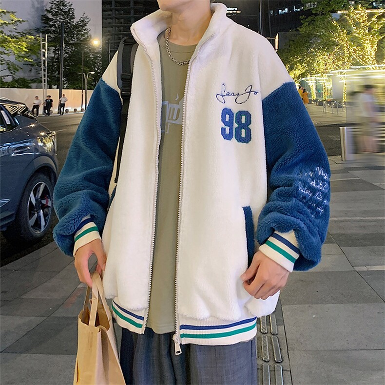 冬款加绒加厚绒里棉衣羊羔绒立领拼接外套2022男928-P110控价158,男装棉衣,电商A441-1