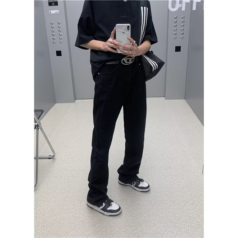 美式ins高街小众修身微喇毛边弹力牛仔裤T1631-P35图片
