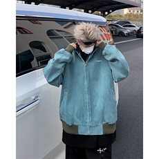 美式复古重磅帆布水洗夹克男秋季连帽短款情侣外套潮，男装夹克，星座410-7