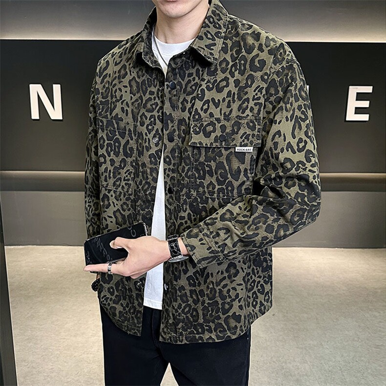 C317-6702-P952025春季新款豹纹宽松衬衫式夹克薄款男女款,男装夹克,电商C317