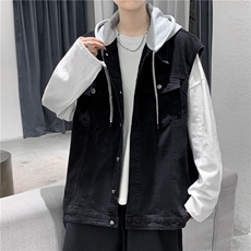 MJ206-p58-限价78M-5XLoversize连帽马甲宽松大码牛仔马甲，男装背心/马甲，星座116
