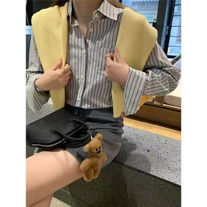 蓝色条纹通勤衬衫女新款设计感风上衣宽松衬衣513CS1876P37图片