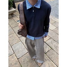 WY7852LL-P47假两件翻领POLO衫卫衣男拼接格子，男装Polo衫，星座1007（原301D）