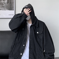 爆爆2025秋大码男士连帽牛仔情侣宽松外套百搭牛仔夹克JK780-P76，男装夹克，星座1103-3