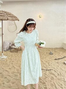 高品质蕾丝复合印花连衣裙图片