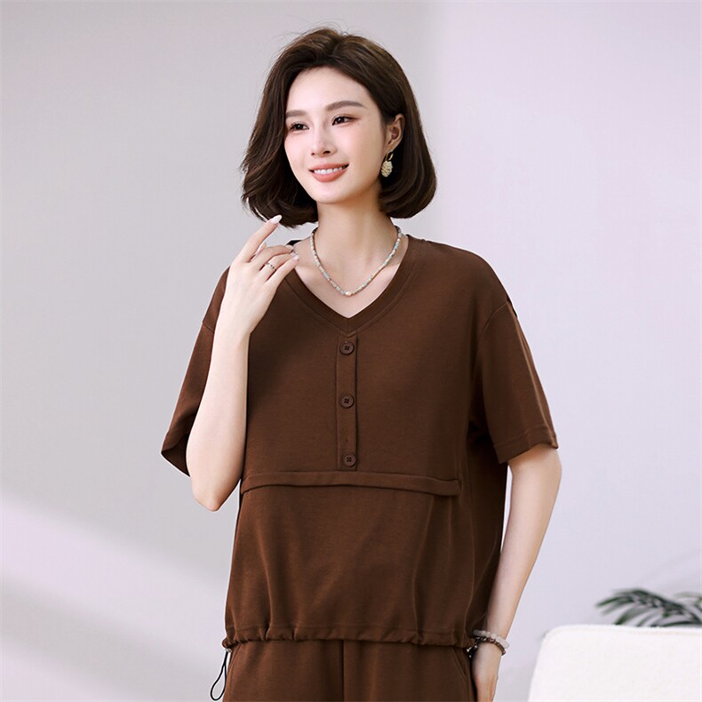 时尚宽松短袖T恤女夏季新款韩版V领上衣显瘦百搭休闲打底衫图片