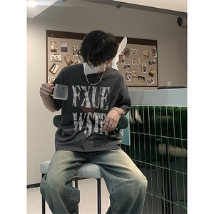 已做版权 hiphop高街印花纯棉短袖T恤夏季高级感潮牌上衣 T30-P25图片