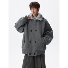 大货秋冬季加棉加厚可拆卸毛领短款毛呢夹克外套男812-JK28-P128，男装夹克，星座812