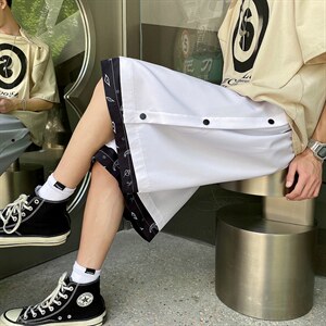 夏季假两件排扣短裤 宽松直筒五分裤 A125-6607-P35图片
