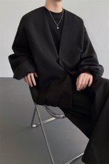 松弛感慵懒风随性休闲无领宽松麻料西服夹克便服单西-82566-P95，男装西服，电商B289