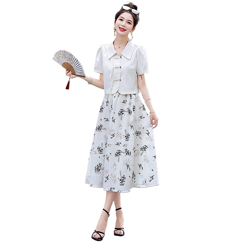 2026夏季新款气质百搭两件套女装中式小香风套装裙,女装套装/套裙,尚洛菲