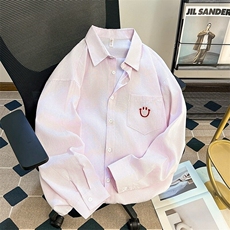 条纹长袖衬衫男春秋日系帅ins防晒服韩版潮流宽松外套CY1049-P41，男装衬衫，星座412-3