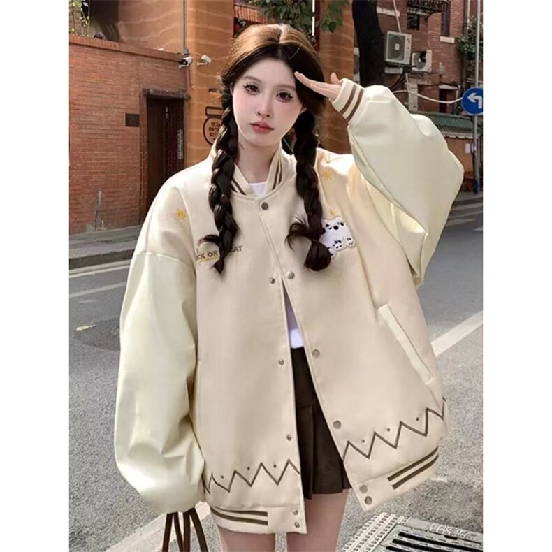 潮流可爱小羊趣味卡通夹克女春秋新款慵懒情侣外套JKB35,男装夹克,星座516A