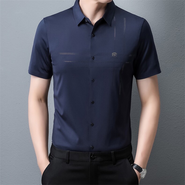 PAF3308钱塘2020-3夏季新款男士无痕高品质短袖衬衫宽松衬衣P44,男装衬衫,钱塘207-3