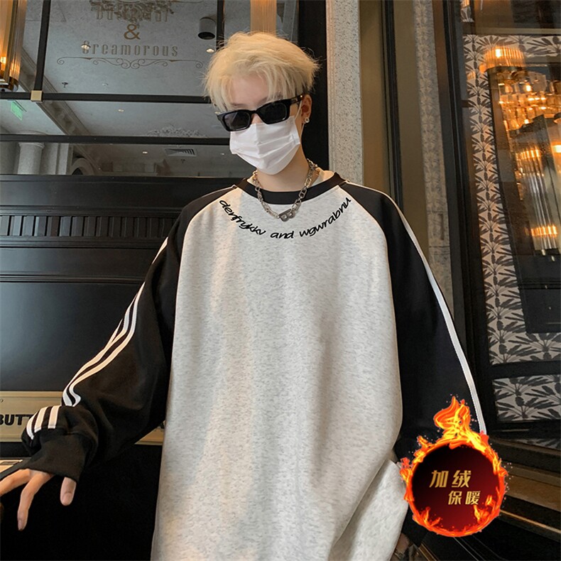 抖音得物供货提供视频秋冬重磅美式宽松织带圆领卫衣0720,男装卫衣,电商A486