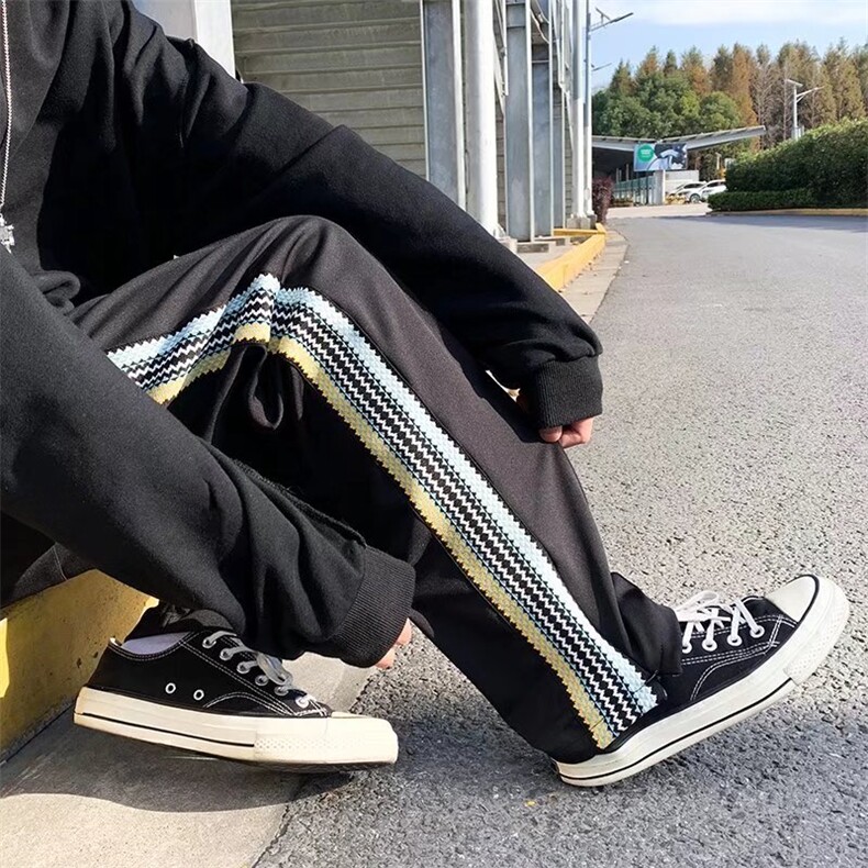 条纹运动长裤男秋冬款美式hiphop裤子B685P30,男装休闲裤,星座1116-2