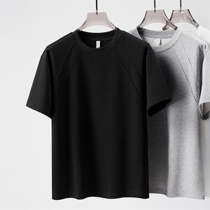 T838 新款男士夏季青年纯色T恤抖音潮牌宽松T恤衫P38 黑图片