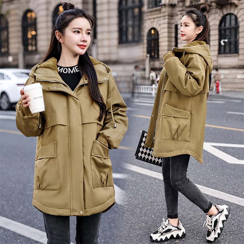 200斤胖MM中长款加绒棉服女冬装新款大码女装宽松派克服加厚外套,女装派克服,妃曼