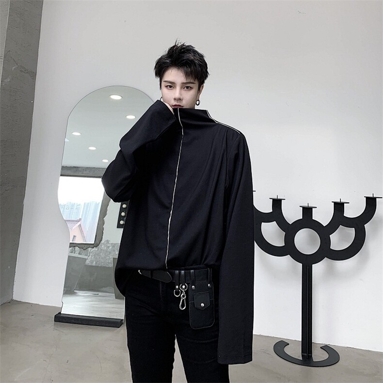 山本暗黑个性立领撞色小众长袖T卫衣A261-6812-P65,男装夹克,电商A246