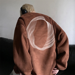 麂皮绒圆领卫衣男春秋季2026新款美式重磅外套JK23489特批38控68图片
