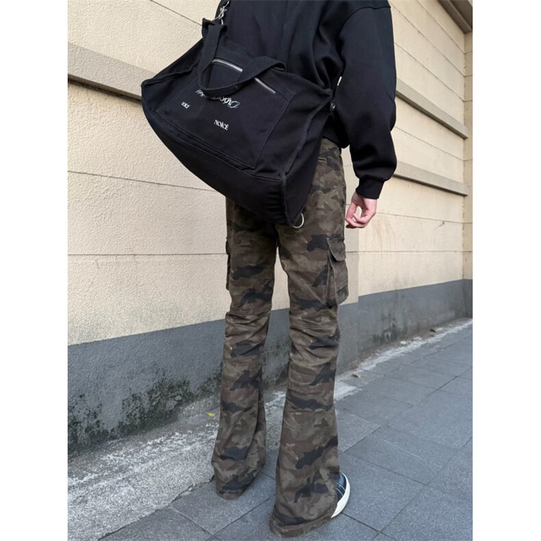 复古美式迷彩多口袋修身工装裤嘻哈微喇裤男女潮K8309-P53网络图,男装工装外套,电商B245