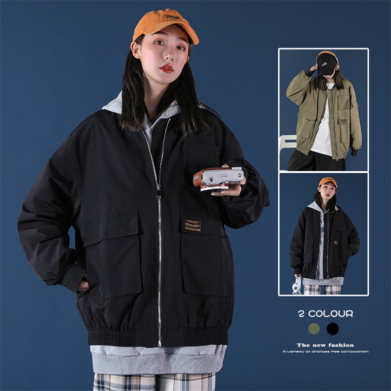 2021秋季新蒙马特日系大码宽松外套棒球领男大口袋夹克潮J902-P65，男装夹克，电商A001