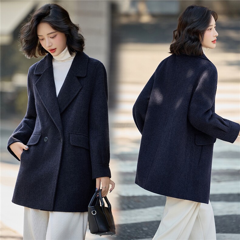 2025年冬季新款时尚休闲双面绵羊毛西装外套女，女装双面呢大衣，美沁