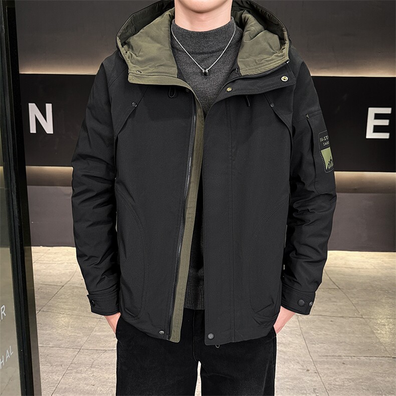 2025秋冬季二棉夹棉外套新款男士帅气连帽夹克潮流时尚男秋装，男装夹克，星座715-3