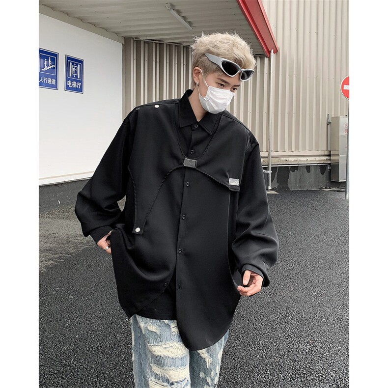 男装衬衫24春季潮牌男士叠穿宽松垂感长袖衬衣XZ514-2-202415-P78,男装衬衫,星座514-2(原B239)