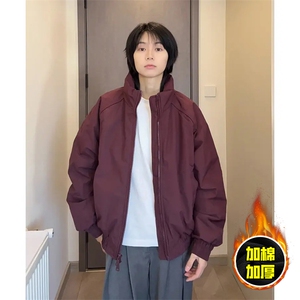 现货美式高街休闲棉衣夹克三防立领纯色户外工装加厚棉服外套图片