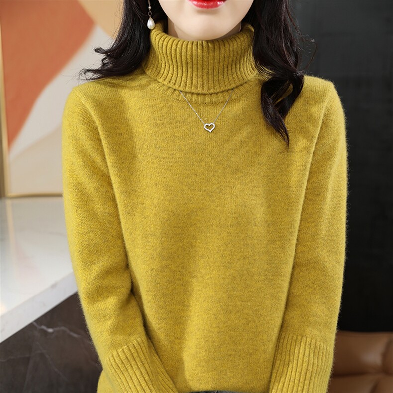 高领套头宽松羊毛衫女毛衣内搭新款显瘦针织打底衫洋气，女装羊毛衫，盛鼎羊绒