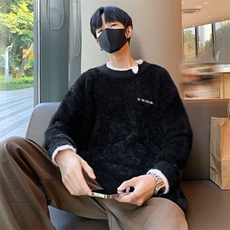水貂绒白色针织衫男外套慵懒风假两件针织衫M2339P63，男装针织衫/毛衣，星座1116-2