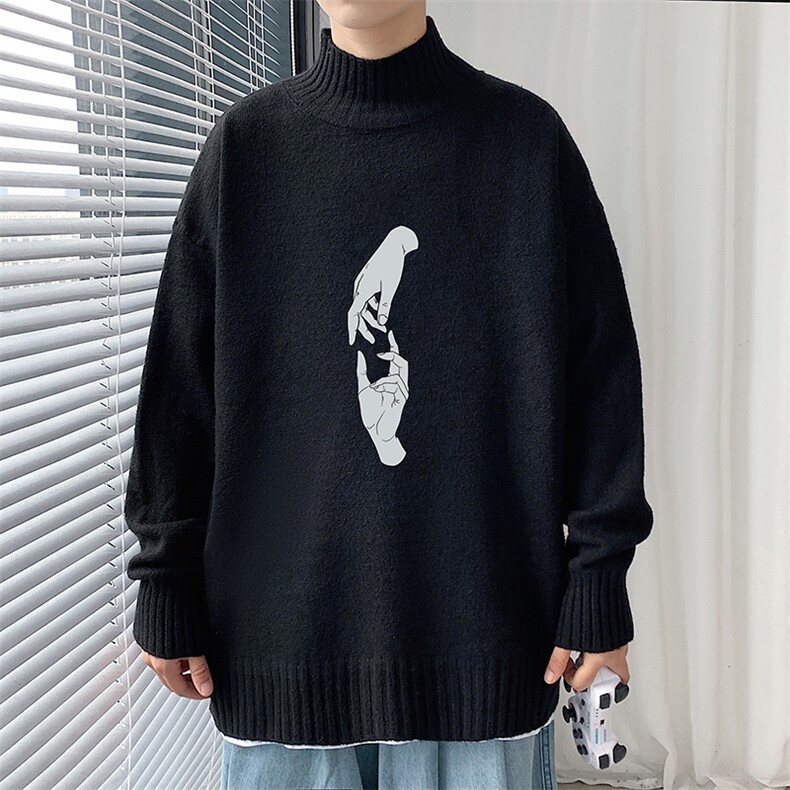M18147-P45加绒款-P65半高领毛衣男士大码针织衫男毛线衣男,男装针织衫/毛衣,电商A040
