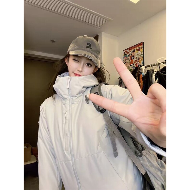 高品 防风保暖抗寒运动户外防泼水连帽棉服棉衣男女 A1218-P138图片