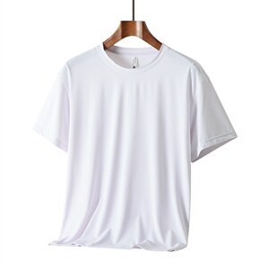 夏季冰丝网眼透气面料弹力衫冰感速干运动t恤美式轻薄健身短袖T恤图片