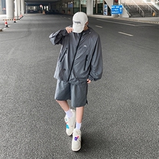 2024户外超薄冰丝休闲情侣套装时尚运动短裤两件套连帽TZ16-P68，男装休闲套装，星座313A-2