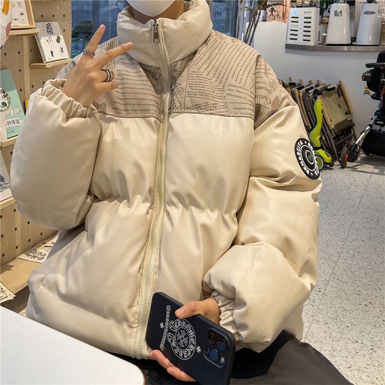 高品质！PU皮棉服冬季宽松港风棉衣立领冬装棉袄PM01-P115限158图片